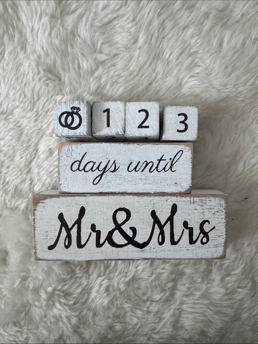 Rustic White "Mr & Mrs" Countdown Blocks